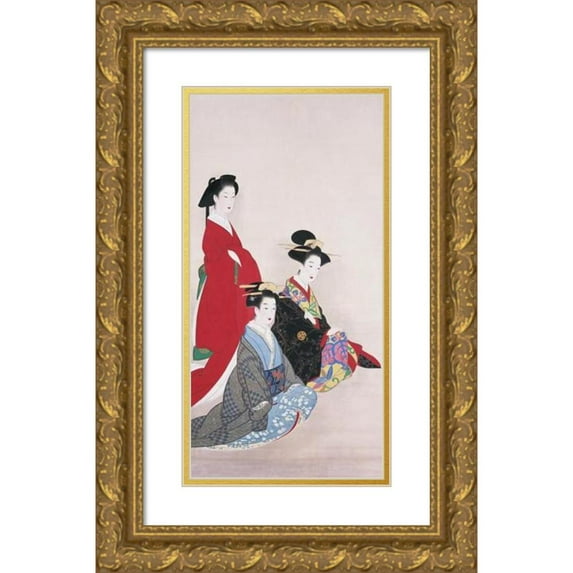 Yamaguchi Soken 11x18 Gold Ornate Wood Frame and Double Matted Museum Art Print Titled - Ladies of the Warrior Class (First Half 19th Century)