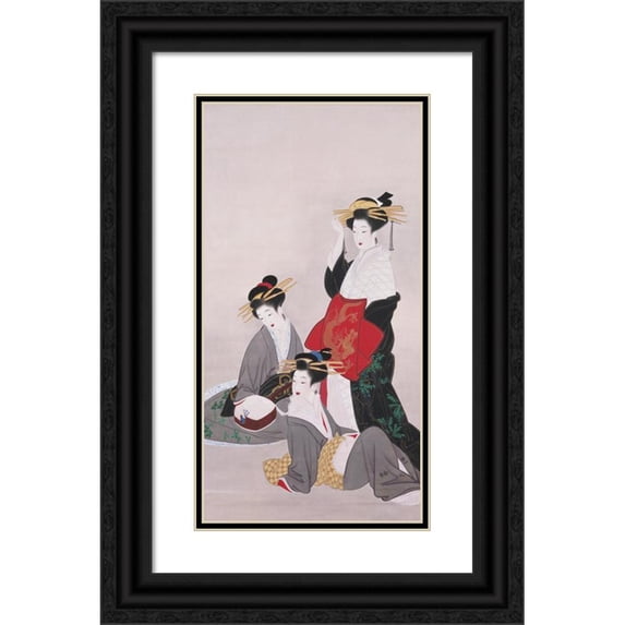 Yamaguchi Soken 14x24 Black Ornate Framed Double Matted Museum Art Print Titled: Women in the Demimonde (First Half 19th Century)