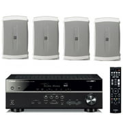 Yamaha 7.2-Channel Wireless Bluetooth 4K Network A/V Wi-Fi Home Theater Receiver + Yamaha High-Performance Natural Surround Sound 2-Way Indoor/Outdoor Weatherproof Speaker System Set Of 4