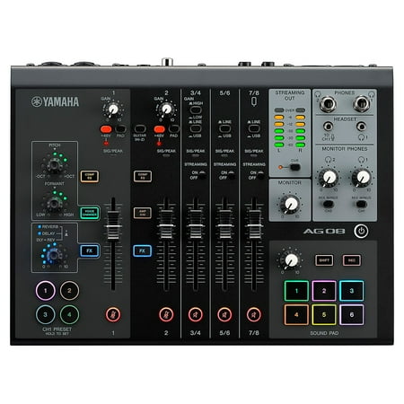 Yamaha AG08 8-channel Mixer/USB Interface for Mac/PC Black