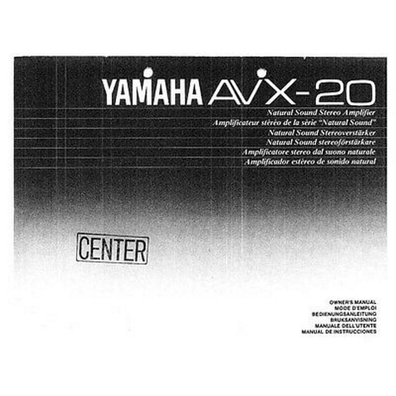 Instruction Manual ONLY for Yamaha AVX-20 Amplifier Owners Manual REPRINT