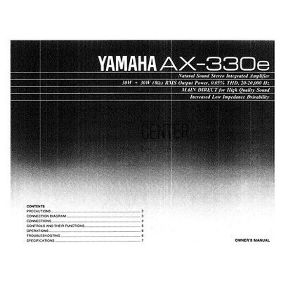 Instruction Manual ONLY for Yamaha AX-330-E Amplifier Owners Manual REPRINT
