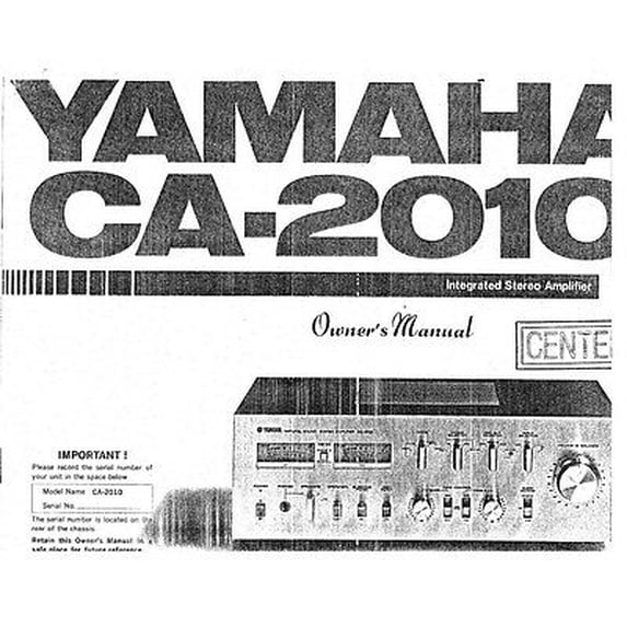 Instruction Manual ONLY for Yamaha CA-2010 Amplifier Owners Manual REPRINT