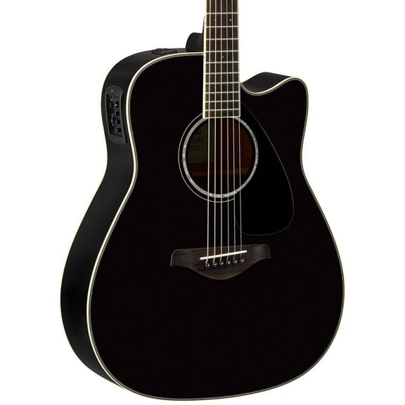Yamaha Dreadnought Solid Top Acoustic-Electric Guitar, Black