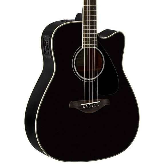 Yamaha Dreadnought Solid Top Acoustic-Electric Guitar, Black