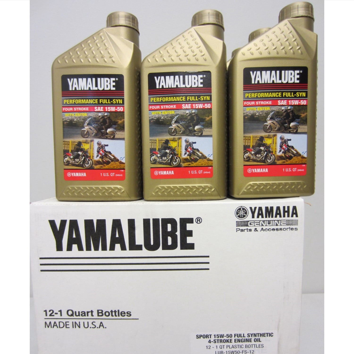 Yamaha Full Synthetic Motorcycle ATV Engine Oil Case (12) Quarts LUB-15W50-FS-12