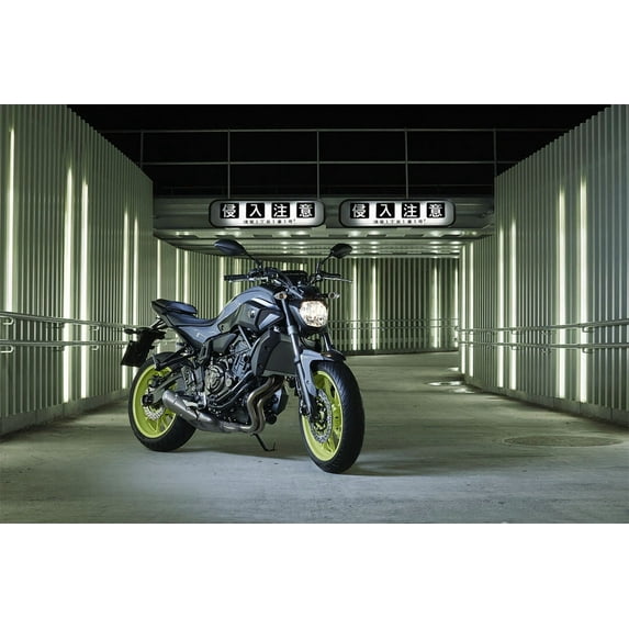 Yamaha MT 07 Black Motorcycle Sports Bike Wall Art Home Decor - 24x36 Inch Laminated Poster - Stunning Detail and Bold Colors