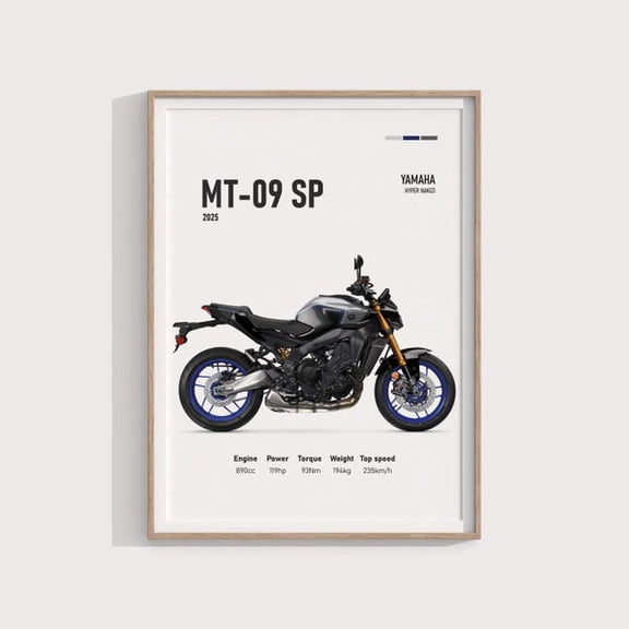 Yamaha MT-09 SP 2025 Poster - , Hyper Motorcycle Art, Super Bike Print, Stylish Home Decor, Wall Art Enthusiasts, Unframed Paper Poster 11x14in