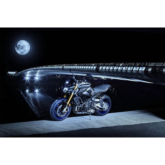 Yamaha MT10 Sports Model Motorcycle Night Speed Art Home Decor - 20x30 Inch Laminated Poster - Stunning Detail and Bold Colors