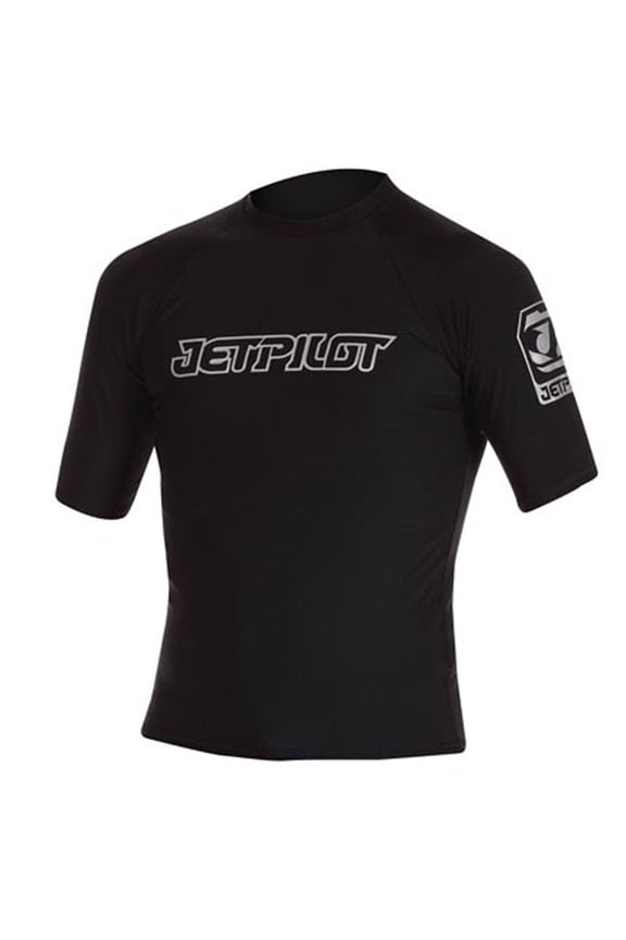New OEM JetPilot Mr. Corpo S/S Lycra Rash Guard, Black, XS, WJP-75240-BK-