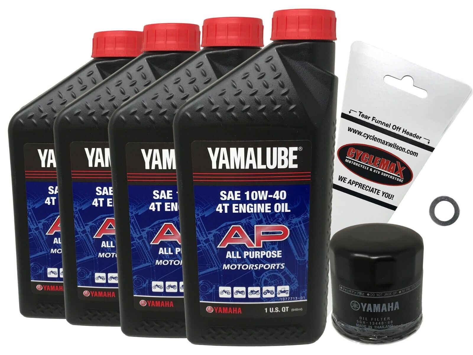Yamaha OEM Oil Change Kit for 2022 Yamaha Tracer 9 GT MT-09 with 10W-40 Oil