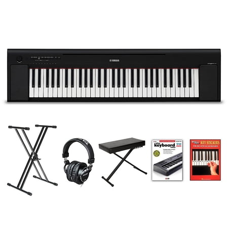 Yamaha Piaggero NP-15 61-Key Portable Keyboard With Power Adapter Black Beginner Package