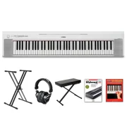 Yamaha Piaggero NP-35 76-Key Portable Keyboard With Power Adapter White Beginner Package