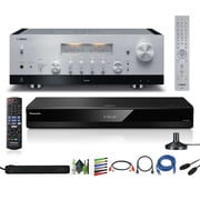 Yamaha R-N2000A 2.1-Channel Network Stereo Receiver Silver Bundle With DP-UB820-K HDR 4K UHD Network Blu-ray Player + Cat5e Ethernet Patch Cable Stranded - Black + More