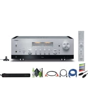 Yamaha R-N2000A 2.1-Channel Network Stereo Receiver Silver Bundle With HDMI Cable + dual RCA male to male + Cat5e Ethernet Patch Cable Stranded - Black + More