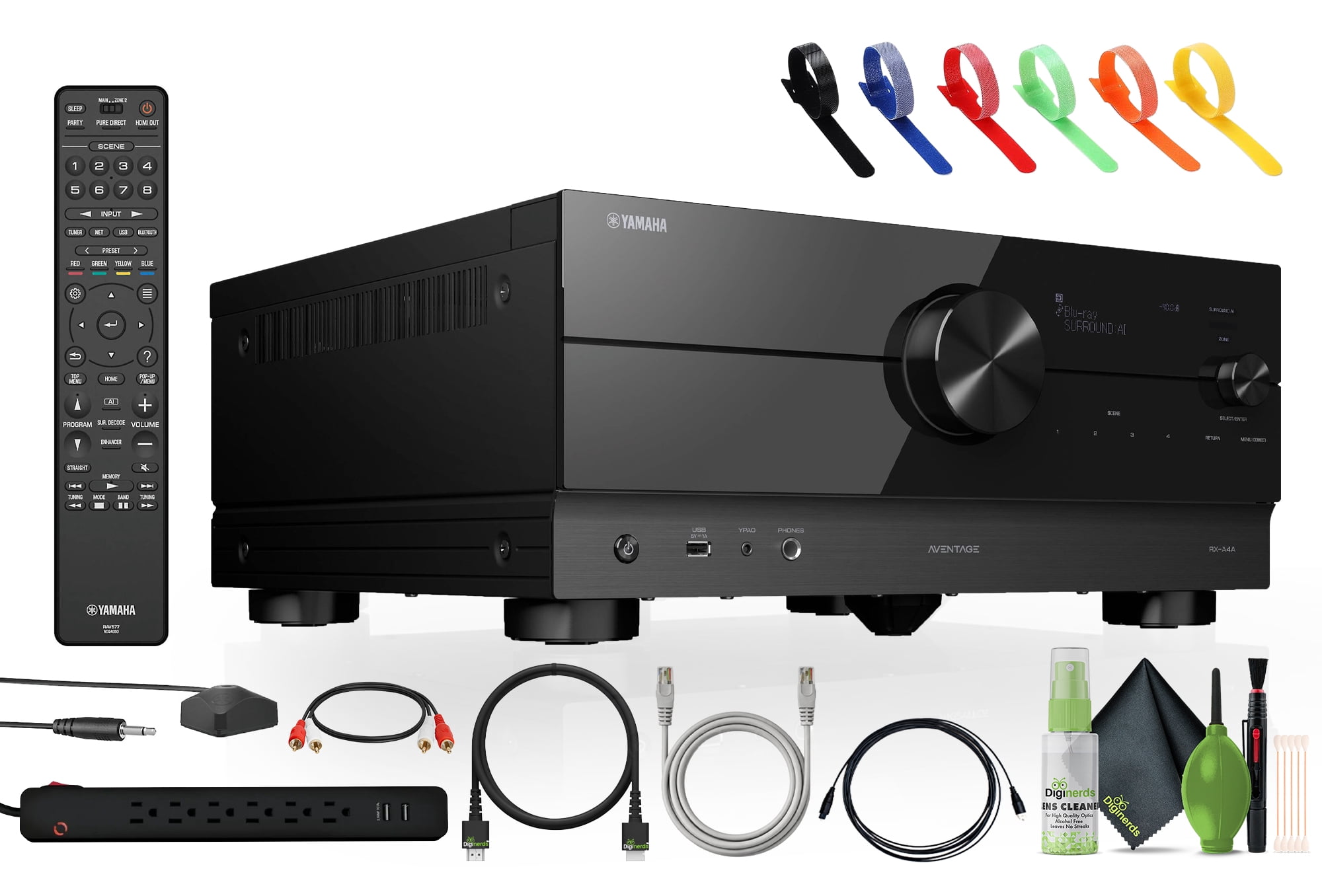 Yamaha RX-A4A AVENTAGE 7.2-Channel Surround Sound Network AV Receiver MusicCast Built-In Wi-Fi and Bluetooth Streaming Home Theater System Bundle With Accessories
