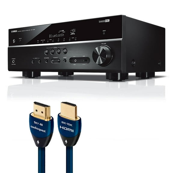 Yamaha RX-V385BL 5.1 Channel AV Receiver with AudioQuest SKY 3m HDMI Cable