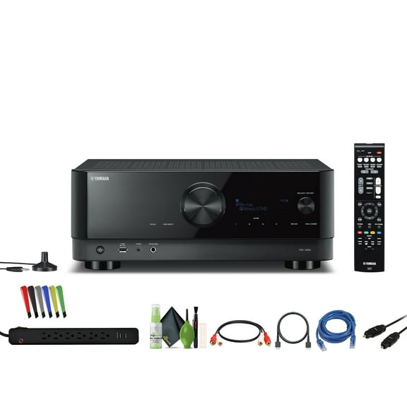 Yamaha RX-V6A 7.2-Channel Surround Sound Network AV Receiver with MusicCast Built-In Wi-Fi and Bluetooth Streaming Home Theater System Bundle With Accessories