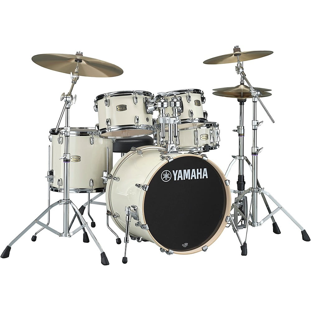 Yamaha Stage Custom Birch 5-Piece Drum Set with 20 Bass Drum, Classic White, 68.6 lbs