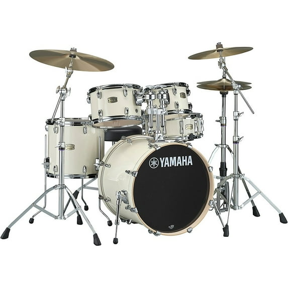 Yamaha Stage Custom Birch 5-Piece Drum Set with 20" Bass Drum, Classic White, 68.6 lbs