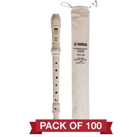 Yamaha YRS-24B Soprano Recorder 100pk, Ivory