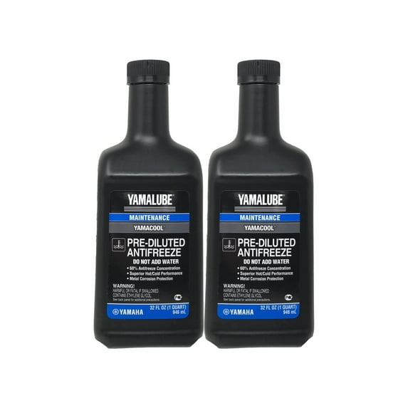 Yamaha Yamalube Pre-Diluted Antifreeze & Coolant, 2 qt Jug (2 Pack)