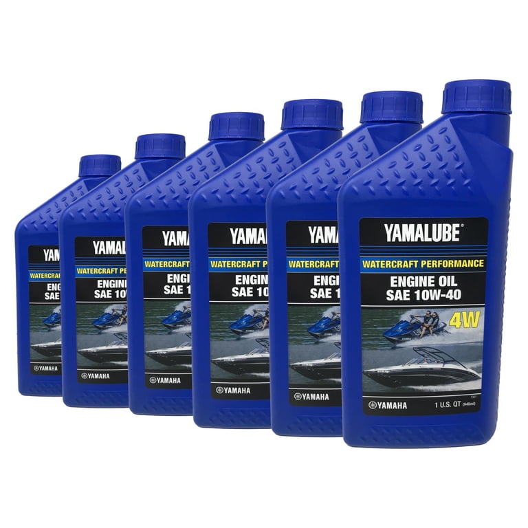 Yamaha Genuine OEM Yamalube Marine 10W-40 Oil, 6 Pack - LUB-10W40