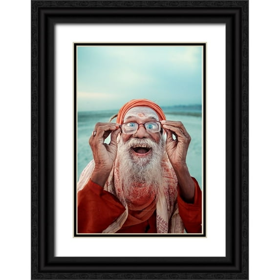 Yamak, Sefa 13x18 Black Ornate Wood Framed with Double Matting Museum Art Print Titled - Untitled Portraits From Varanasi