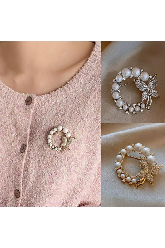 Delicate Small Brooch Pin Gift Faux Pearls Rhinestones Butterflies Brooch Costume Accessories