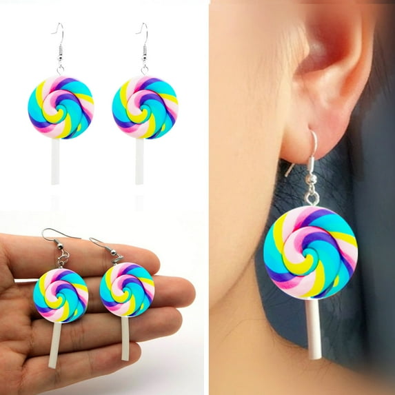 Yamaler Fashion Rainbow Lollipop Candy Dangle Hook Earrings Women Jewelry Gift Party