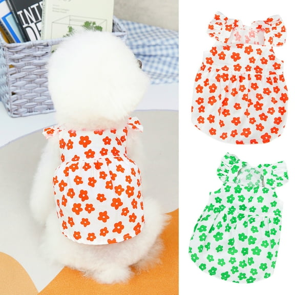 Yamaler Summer Dog Dress Breathable Outfits Cute Printed Pet Vest Puppy Sleeveless Clothes for Female Dogs