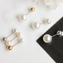 Yamaler Women Fashion Double Faux Pearls Brooch Safty Pin Cardigan Shawl Clip Badge Gift