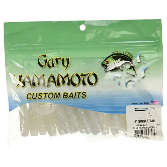 Yamamoto 4'' Single Tail Grub Blue Pearl/Silver Flk