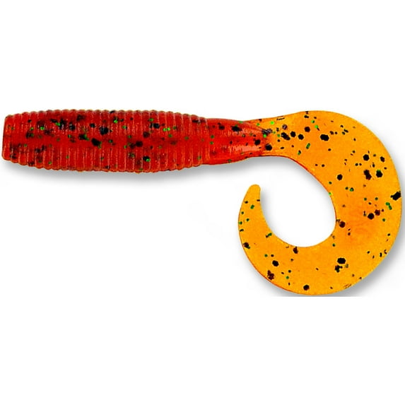 Yamamoto 4'' Single Tail Grub Pumpkin W/Blk & Grn