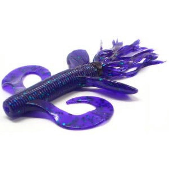 Yamamoto Baits Kreature, 4in, 7pk Junebug Purple with Emerald Flake, 5-07-213