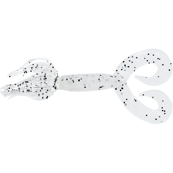 Yamamoto 5" Double Tail Hula Grub Clear W/Lg Blk Flk