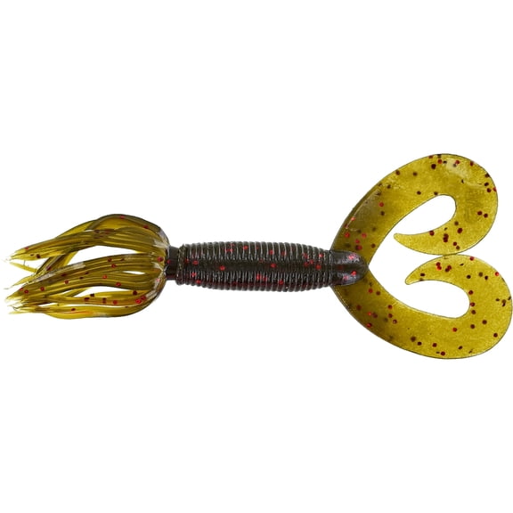 Yamamoto 5" Double Tail Hula Grub Grn Pmpkn/Lg Red