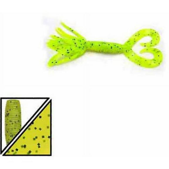 Yamamoto 5" Double Tail Hula Grub Chartreuse/Blk Flk