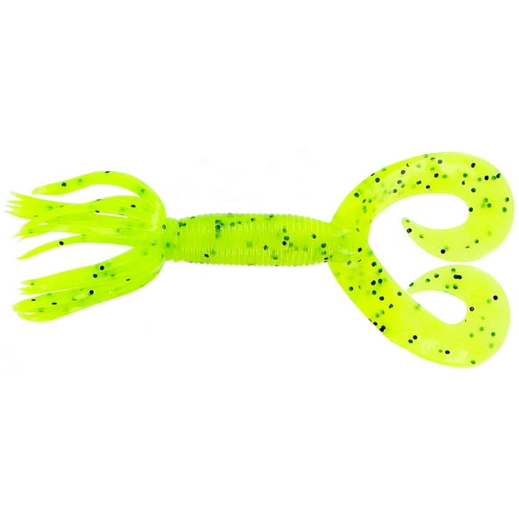 Yamamoto 4" Double Tail Hula Grub Chartreuse/Blk Flk