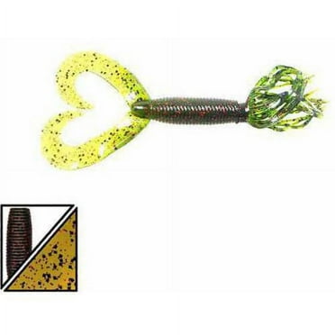 Yamamoto Baits Double Tail Hula Grub, 10 Pack, 4in, Watermelon with Large Black