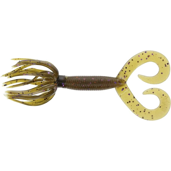 Yamamoto Double Tail Hula Grub 4" Green Pumpkin Purple Copper Flake