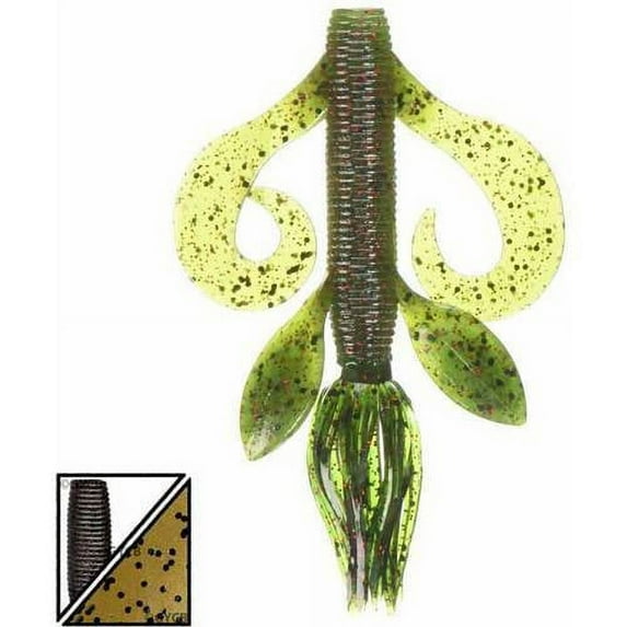 Yamamoto Baits Kreature Soft Bait, 7, 4in, Green Pumpkin with Large Black, YAM-5