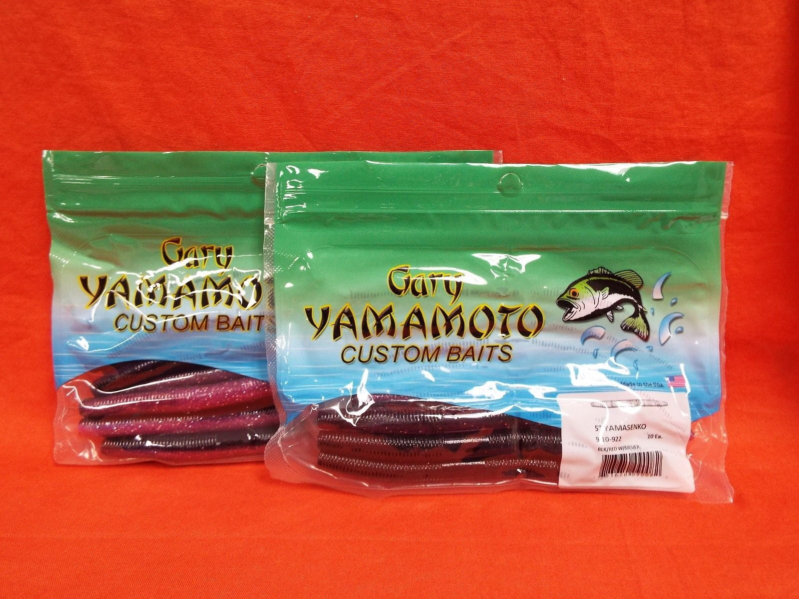 Gary Yamamoto Custom Baits 5 Senko Worm, Green Pumpkin with Red Flake 
