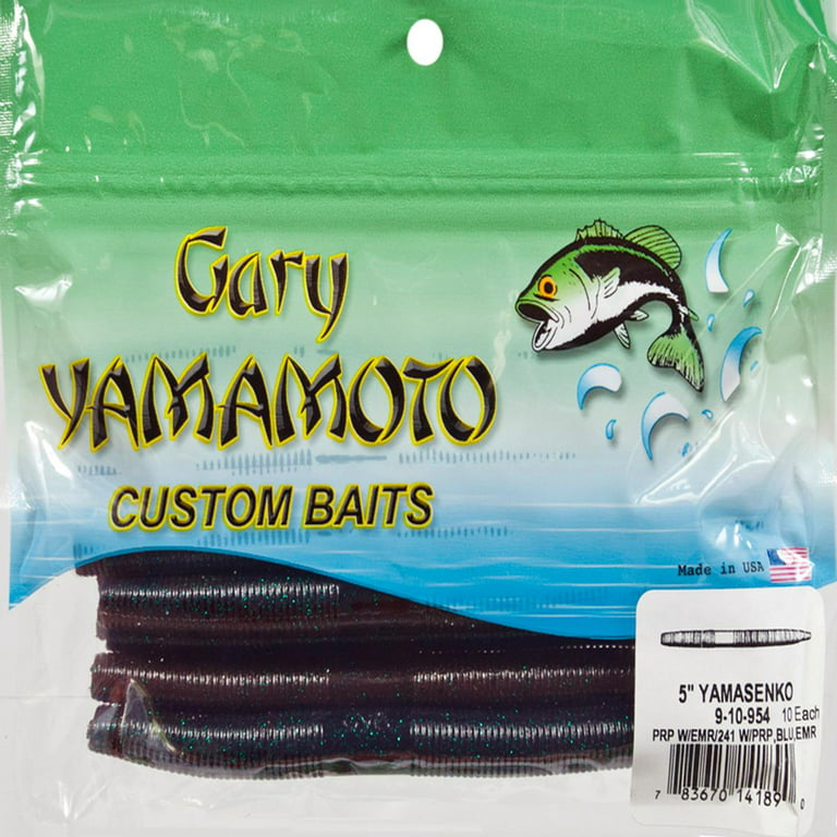 Yamamoto Baits Senko 5in Worm, 10 Pack, Purple With Emerald Flake