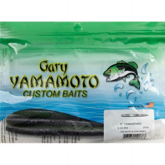 Yamamoto Baits Senko 5in Worm, 10 Pack, Smoke/Purple & Blue Flake/Watermelon/Blu
