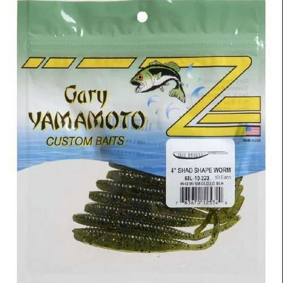 Yamamoto Shad Shape Worm Bait, Watermelon Black Gold Flake, 4-Inch Multi-Colored