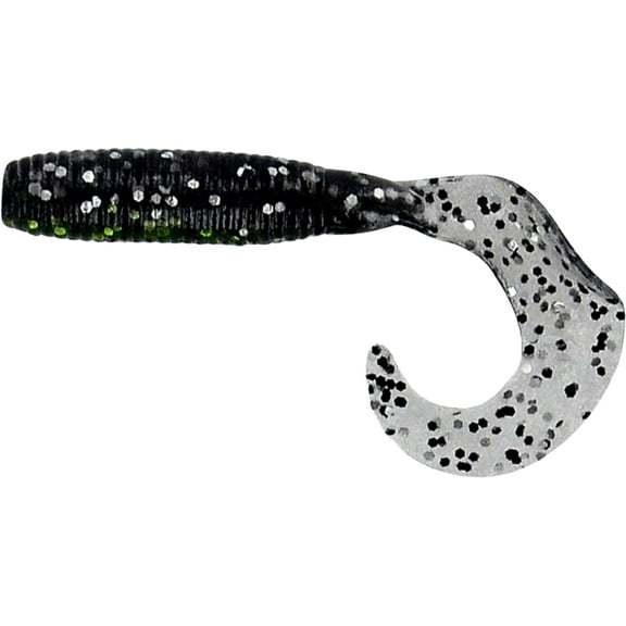 Yamamoto Single Tail Grub Smoke W/Black & Silver Flake