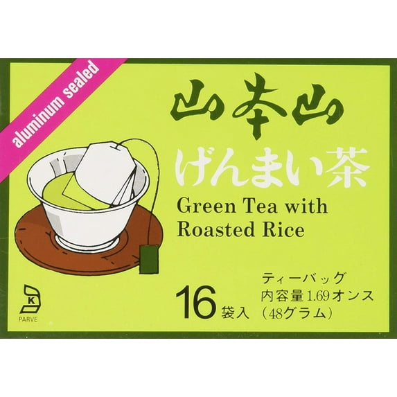 Yamamotoyama Genmai Cha Green Tea with Roasted Rice, 16 Tea Bags, 1.69 Ounce