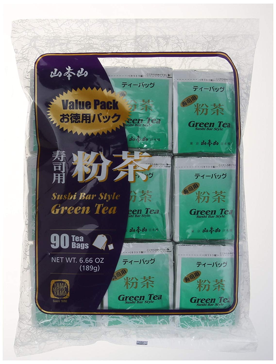 Yamamotoyama Green Tea Sushi Bar Style, 90 Tea Bags, 6.66 Ounce