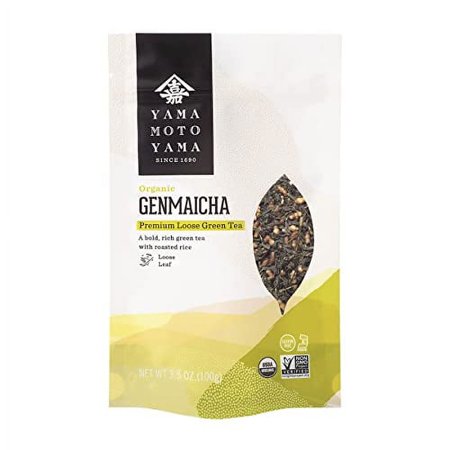 Yamamotoyama Organic Genmaicha Loose Leaf Green Tea, Green Tea with Roasted Rice, 3.5 oz Pack, Caffeinated